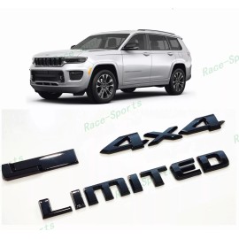 Grand Cherokee 3PCS 2021+ Jeep Grand Cherokee L/WL Rear 4X4 L Limited Emblem Badges Gloss Black