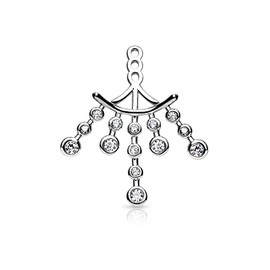 Earrings Chandelier Brass with Rhodium/14 Carat Gold Plating Ear Jacket Choice of Colours, Brass