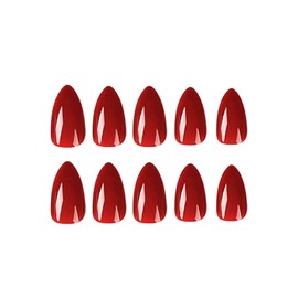 24 Pcs Coffin Press on Nails Long, Sunjasmine Fake Nails Glue on Nails, Glossy False Nails with Glue, Acrylic Nails for Women and Girls (Almond Wine Red)