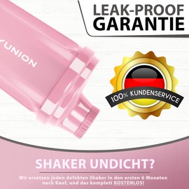 Eiweiß Shaker „Heaven“ 500 ml auslaufsicher, BPA frei, mit Sieb & Skala - ORIGINAL - für cremige Whey Proteinpulver Shakes, Protein Isolate & BCAA Konzentrate, Protein Shaker, Fitness Mixer Coral Pink