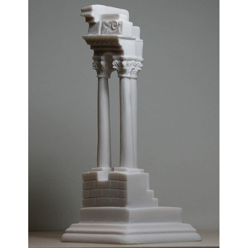 Ruins Columns Corinthian Ancient Greece Cast Marble Statue Sculpture