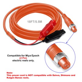 BatPower 18FT Electric Reel Power Cord for Miya Epoch Command CZ CAT CAC CX US Electric Fishing Reels Power Cable Power Assist Reel Battery Power Cord 550CM