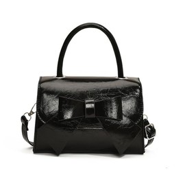 MIFORINES Mini Top Handle PU Flap Bag for Women - Elegant Bow Decor, Lightweight & Stylish Handbag (Black)