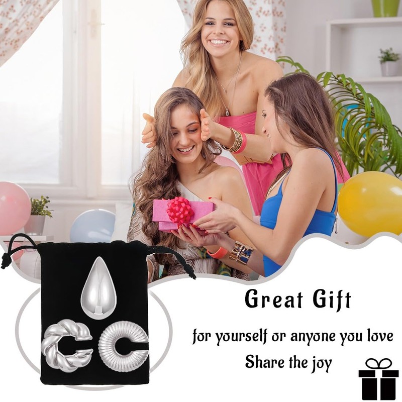 ZUWIJEQ Set of 3 Hoop Earrings, Ear Cuff Set for