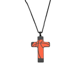 Augxigry Serenity Prayer Basketball Cross Necklace Sport Pendant for Men (basketball necklace, black)