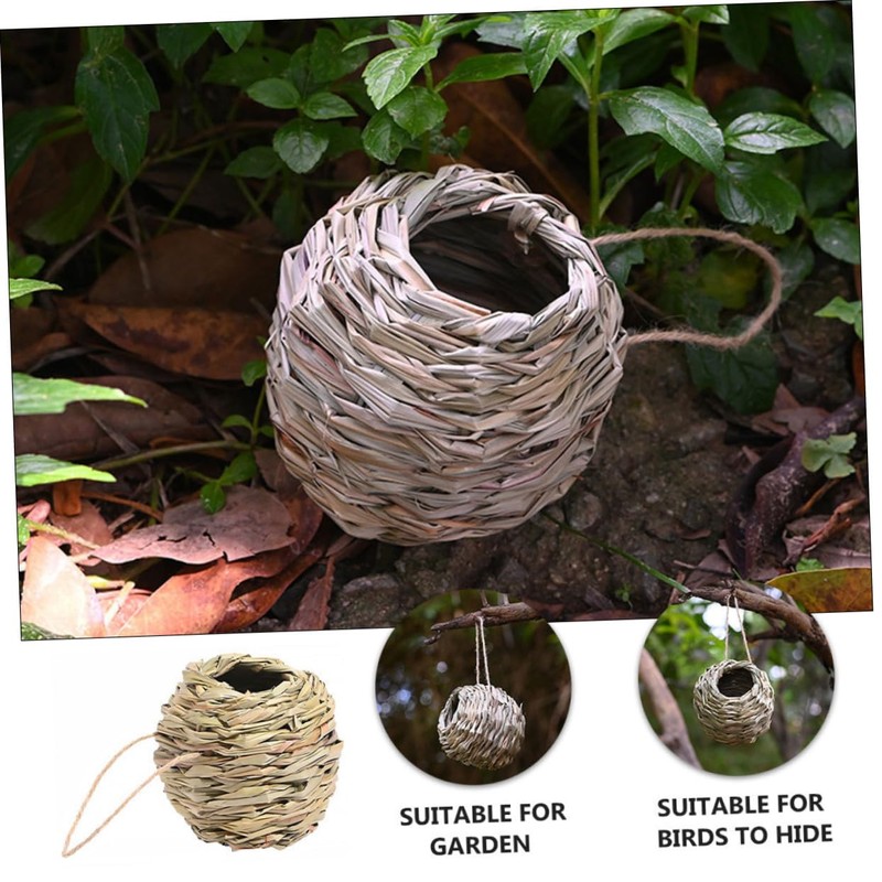 SUPVOX 3pcs Natural Grass Hanging Bird Hut Hand Woven Hummingbird