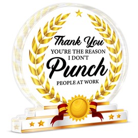 Funny Gifts for Coworkers, Employee Appreciation Gifts, Thank You Gifts for Friends Work Bestie Teachers Coworker Leaving Gifts for Women Men Acrylic Sign Office Desk Decor, 4.2 x 3.8 Inches, White