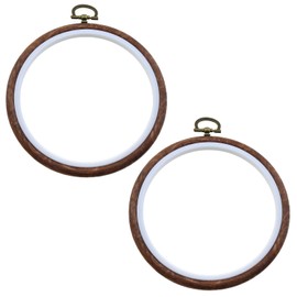 LUORNG 2PCS 5 Inch Embroidery Hoop Frames Round Imitation Wooden Cross Stitch Hoop Handmade for Fabric Painting Handmade Sewing Crafts Cross Stitch Aids