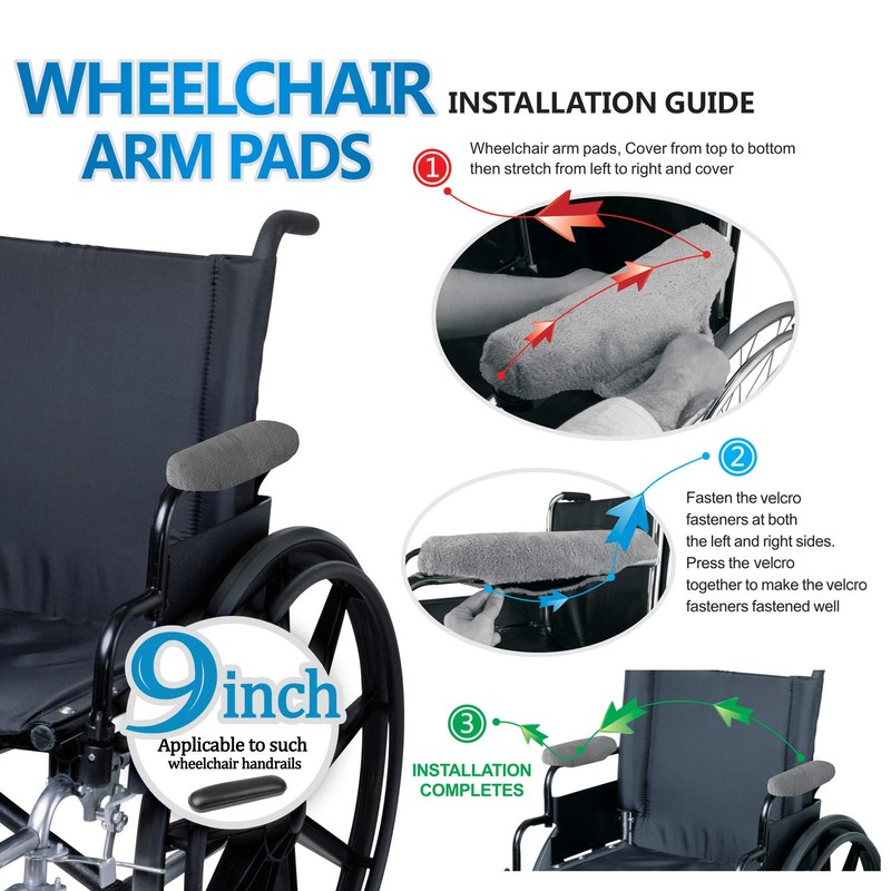 WAP9-01B - Reposabrazos para silla de ruedas, con almohadillas para