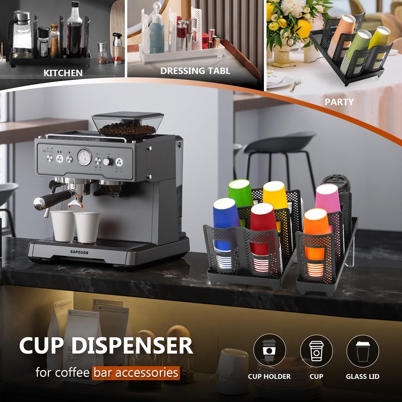 wymulot 6-Slot Paper Cup and Lid Holder, Disposable Coffee Cup