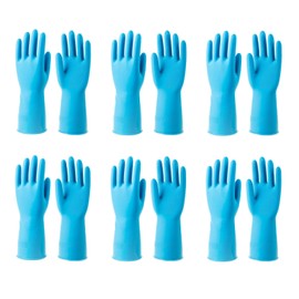 Siyecioa 6 Pairs of Rubber Gloves, Cleaning Gloves, Household Gloves, Dishwashing Gloves, Kitchen Gloves, Gardening Gloves, Reusable for Kitchen, Rinsing, Cleaning (M 6 Pairs)