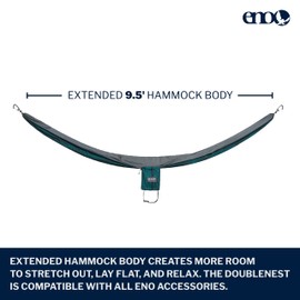 ENO DoubleNest Hammock - Lightweight, Portable, 1 to 2 Person Hammock - for Camping, Hiking, Backpacking, Travel, a Festival, or The Beach - Mountains to Sea/Grey