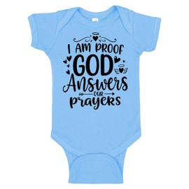 Proof God Answers Our Prayers Cute Handmade Pregnancy Announcement or Baptism Christening Clothes (Lt Blue, 12 Months)