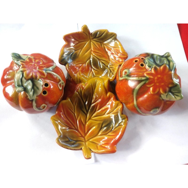 Select Rogers Cranberry Set, Gravy Boat /Tray, Pumpkin Salt Pepper,