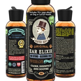 MISTER BEN'S Original Ear Elixir w/Spearmint for Dogs & Cats – NO Sting & Alcohol Free - Provides Fast Relief from Infections, itching and Odors