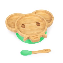 bambuswald Baby Plate with Suction Cup for Babies and Toddlers - Elephant Children's Tableware Spoon Plate Bowl - Sustainable & Ecological | Baby Plate with Suction Cup - Children's Plate with Suction Cup
