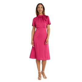 Maggy London Women's Bow Neck MIDI Dress, Vivacious