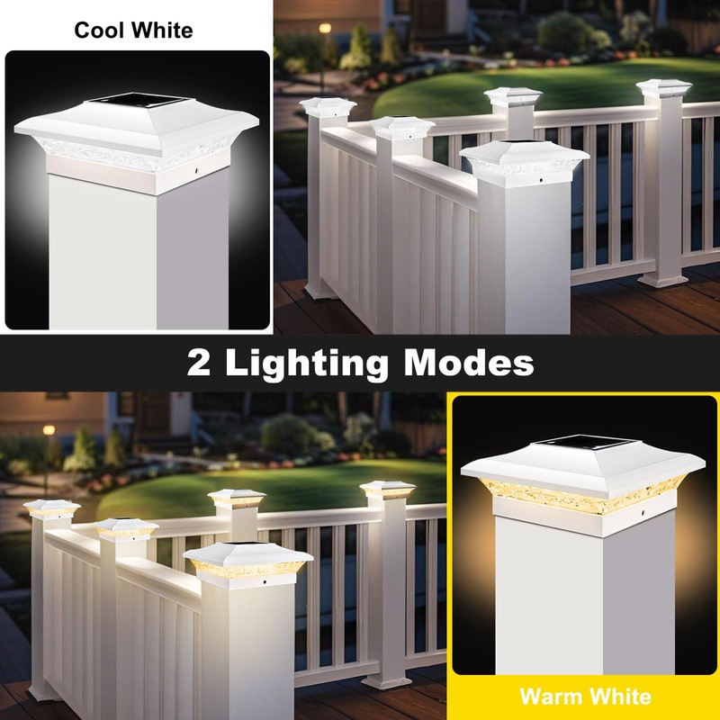 T-SUN 4x4 Post Cap Lights 6 Pack for Vinyl/Wooden Fence,Outdoor