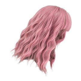 Healeved Wave Wig with Air Bangs Bob Cosplay Wig for Women Lightweight Synthetic Hair Stylish Design for Daily Wear and Special Occasions Pink