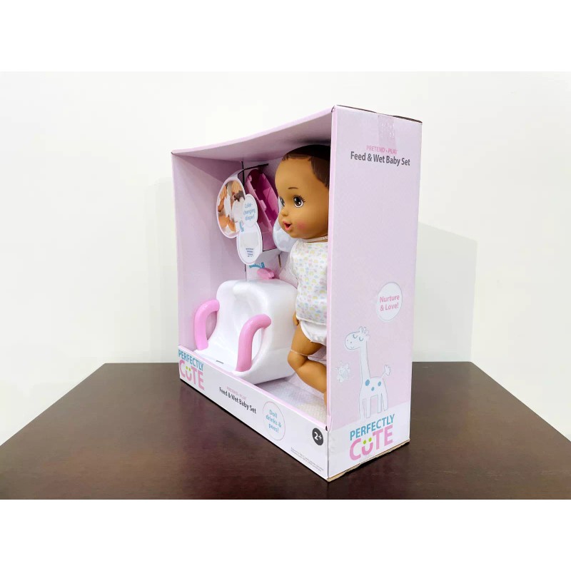 Perfectly Cute Feed & Wet 14” Baby Set - Brunette