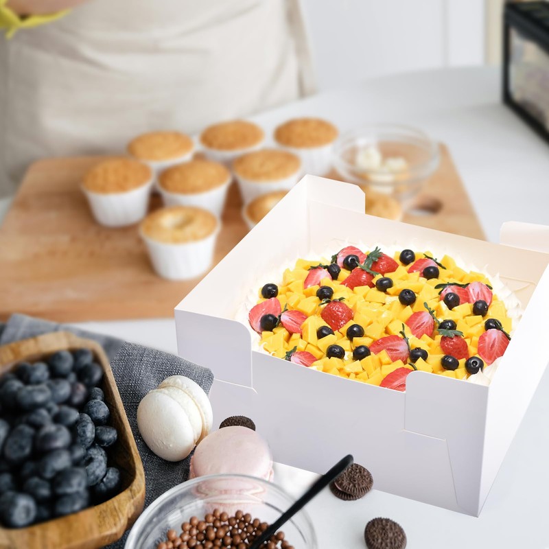 DOYIDE 16Pcs 12x12x6 Inch Cake Boxes with Cake Boards (8Pcs