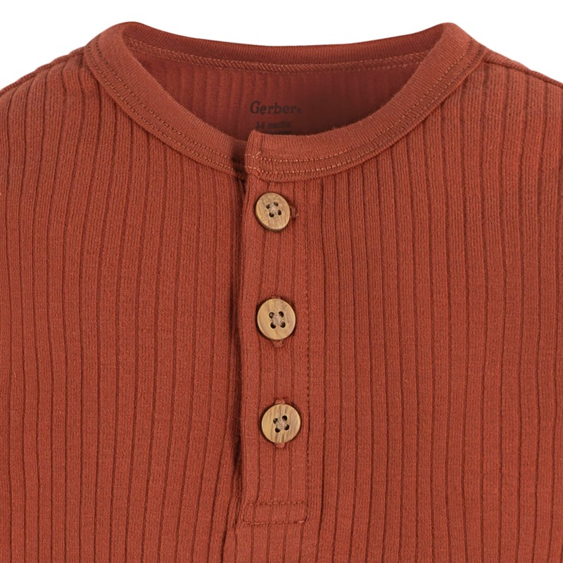 Gerber Baby Boys' 2-Pack Bodysuits, Rust Oatmeal Heather, 3-6 Months