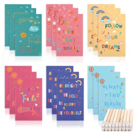 Hopton Gifts for Students from Teachers, 18 Pack Small Notebooks and 18 Pencils, A6 Notebooks for Kids Motivational Gifts, Mixed-Colour Notepads Kids Notebook for Class Gifts