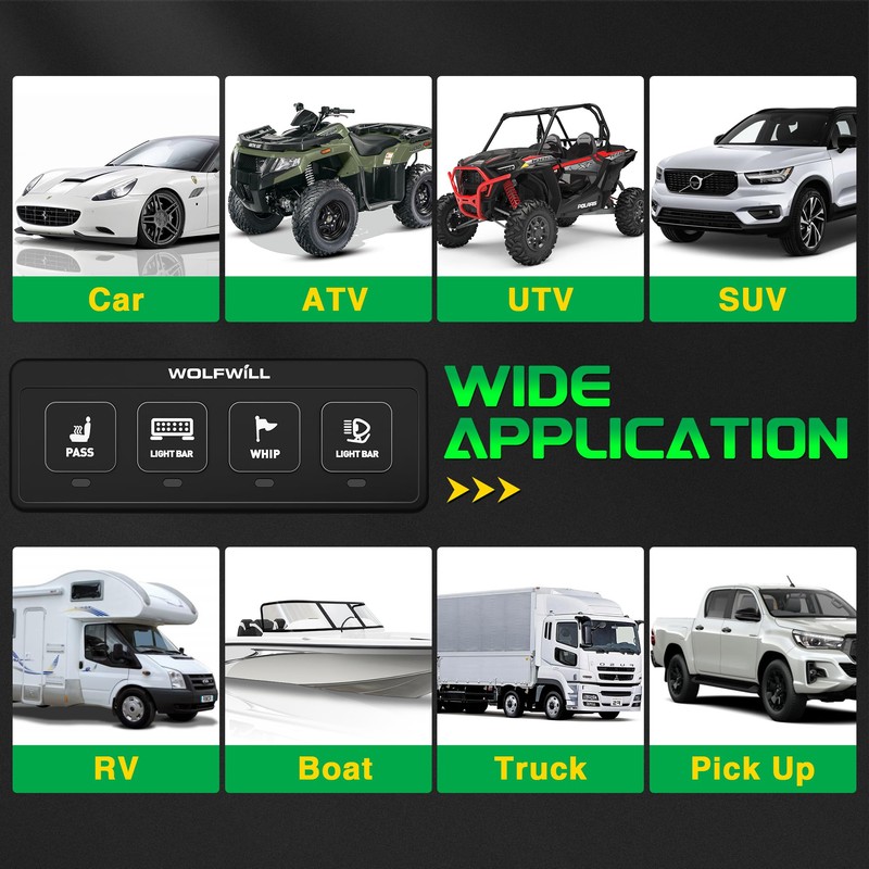 Wireless 4 Gang Switch Panel for Car, Auxiliary Switch Panel