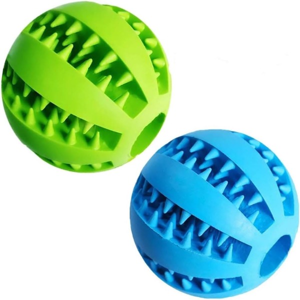 Pack of 2, Large, Interactive Dental Dog Treat Ball, Teeth