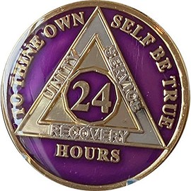 Ranger Industries 24 Hours AA Medallion Metallic Purple Tri-Plate Sobriety Chip