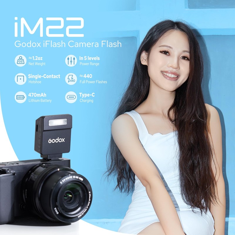 GODOX iM22 Camera Flash Mini iFlash Recycle Time 3s On-Camera