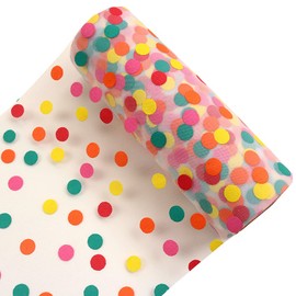 Yuanchuan Colored Dots Tulle Rolls 6 inch x 10 Yards (30 feet) White Color for Table Runner Chair Sash Bow Pet Tutu Skirt Sewing Crafting Fabric Wedding Birthday Ribbon(White)