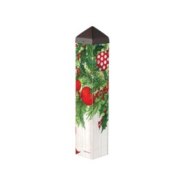 Studio M Art Pole Outdoor Decorative Accessory for Landscaping, Gardens, and Yards, 20 Inches Tall Weather Resistant PVC with Vinyl Wrap, Christmas Garland