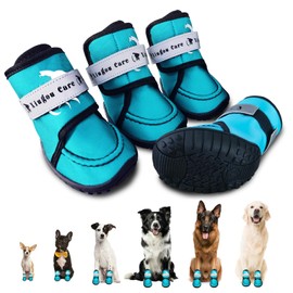 XIUGOU CARE Dog Shoes for Small, Medium and Large Dogs - Waterproof for Rainy Days, Fit for Winter Snow and Hot Summer Roads, with Anti-Slip Soles for Indoor Hard Floors (Blue, Size 3)