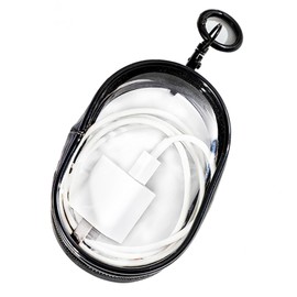 Foweroty PVC Storage Bag for Organizing Data Cables, Chargers, Earphone, Earbud Case, Keys, Clear Figure Display Bag with Keychain, Makeup Bag, Multi-functional Storage Box (1 pcs Black)