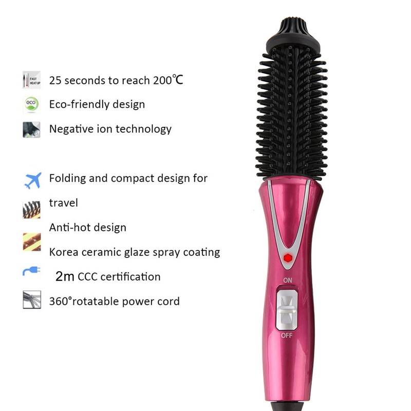 Electric Folding Hair Curler Comb Brush Portable Hair Dressing Beauty