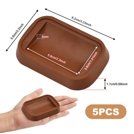 QUCUMER Pack of 5 Furniture Coasters Furniture Cups Brown Bed Stopper Floor Non-Slip Floor Protection Chair Stopper Rubber Rectangular Chair Stopper Non-Slip Piano Coasters for Wheels Floors Furniture