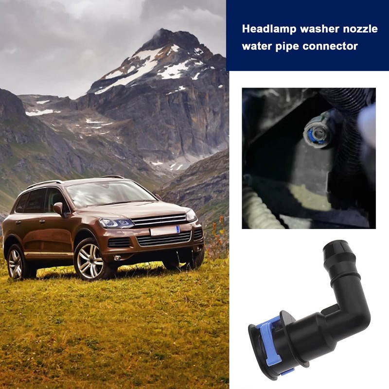 ECSiNG 2PCS Car Headlight Washer Connector Joint Elbow 1J0955665E Compatible