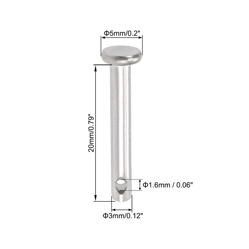 sourcing map Single Hole Clevis Pins - 3mm X 20mm