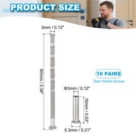 PATIKIL Cabinet Handle Screws M3x60, 10 Set Break Away Screws Drawer Pull Screw Phillips Drive Flat Countersunk Head Bolts with Sleeve for Door Handle Lever
