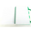 Sweda Wire Bound Notebook w/4 Dividers, White w/Green Accent, Elastic