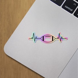 Holographic Decal Stickers of Heartbeat Football Premium Waterproof Vinyl Decal Stickers for Laptop Phone Accessory Helmet Car Window Mug Tuber Cup Door Wall Decoration ANDVER30g436aHO