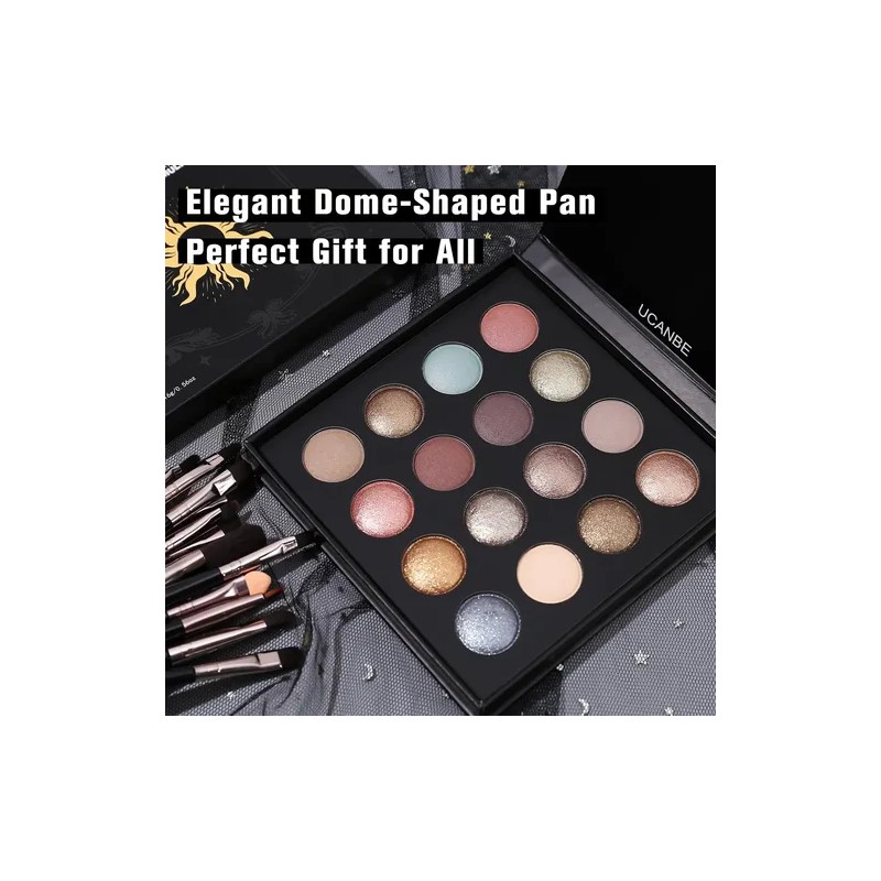 Paleta 16 Sombras Baked Con 15 Brochas Maquillaje Set