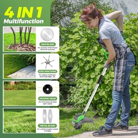 21V Electric Weed Wacker Cordless Weed Wacker with 2 x 4.5Ah Batteries, 960W Brushless Motor Weed Eater, 4-in-1 Multifunctional Grass Trimmer Lawn Tool Cordless Cutter Mower, Garden Gifts