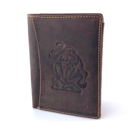 BUFFALO HILL Wallet I Bull Motif I Buffalo Leather Wallet I Genuine Leather Wallet I Portrait Format Wallet Men I RFID Protection I Leather Wallet with Coin Compartment I 11 Card Slots I 2395, brown,