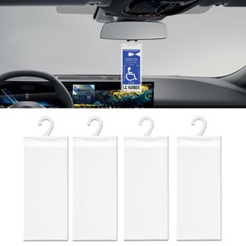 QZTYTY 4PCS Handicap Placard Holder, Disabled Parking Permit Holder, 11.6" × 5" Ultra Transparent Handicapped Placard Holder, Universal Car Accessories for Handicap Parking with Large Hanger (4PCS)