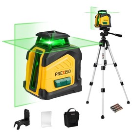 PREXISO 360° Laser Levels Tripod 100Ft Dual Power Self Leveling Cross Line Laser