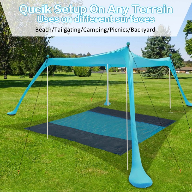 BRONOM Beach Canopy Beach Tent 11X11 FT Beach Shade Canopy