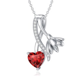 MISTBEE Birth Flower Necklace for Women Sterling Silver January Birth Flower Necklace with Birthstone Snowdrop Pendant Necklace Jewelry for Christmas Birthday