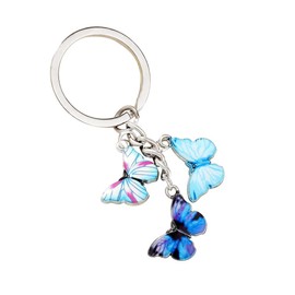 Meimimix Llavero de mariposa esmaltada con borla para mujeres y niñas, Azul / Patchwork, Normal